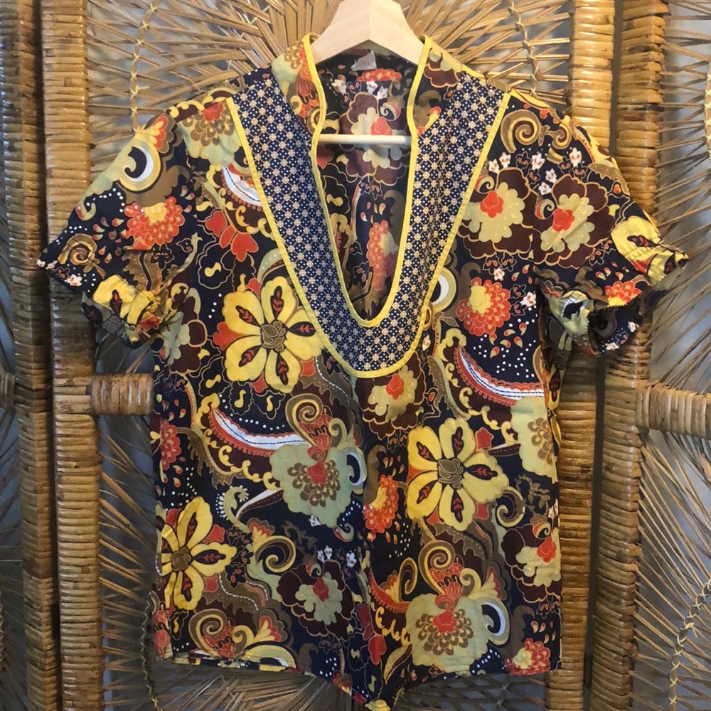 J.Crew Factory Bohemian Floral Yoke Neck Top - S